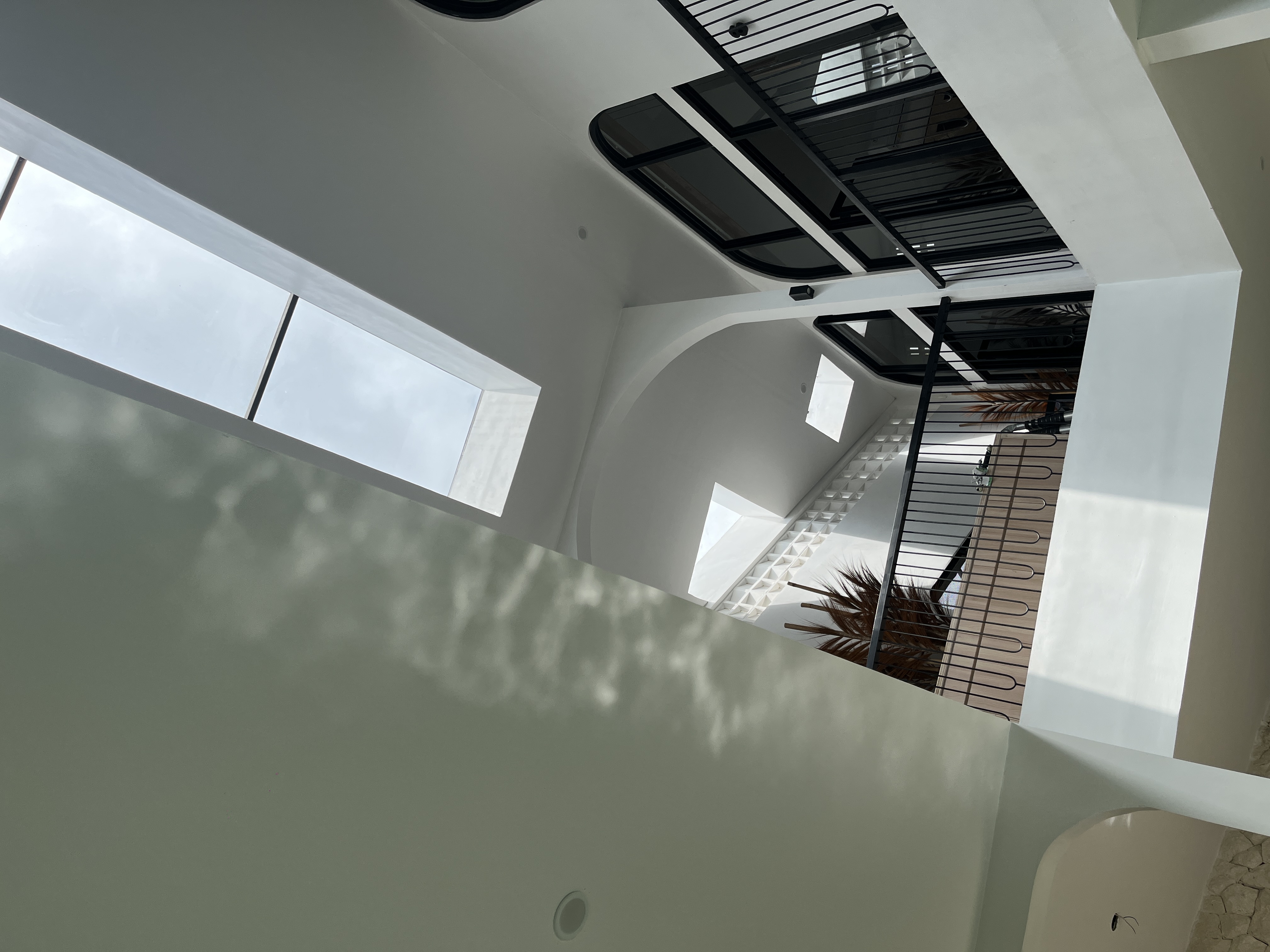 Natural light from the skylight above the pool area